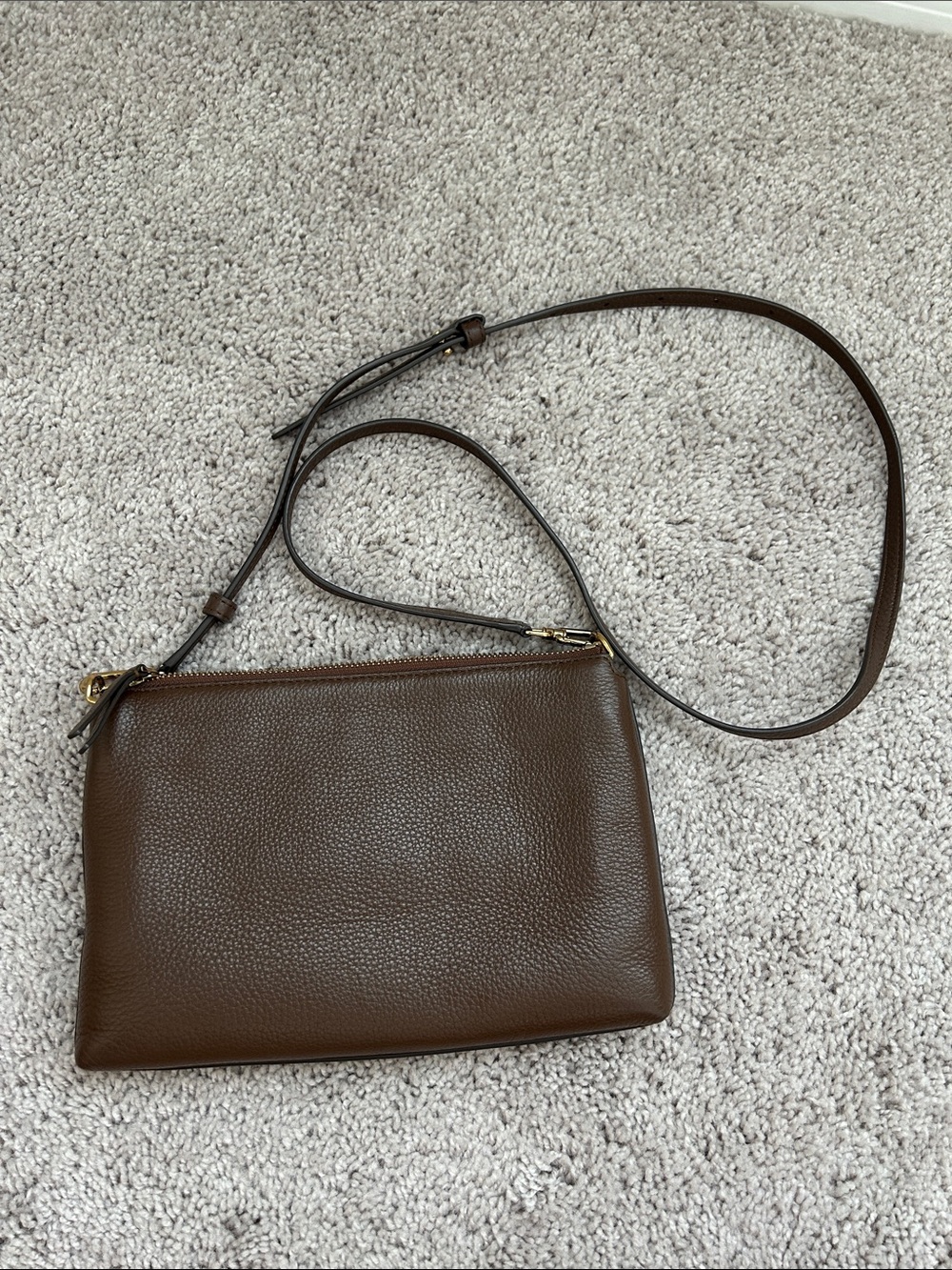 Tory Burch Brown Pebbled Leather Crossbody Bag - Picture 2 of 6